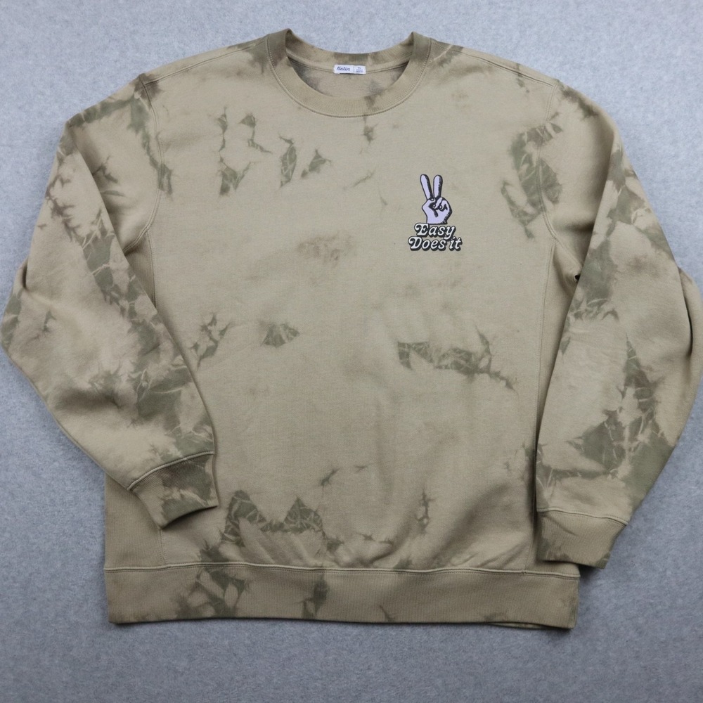 Katin Sweatshirt Mens XL Grove Easy Does It Crew Neck Tan Tie-Dye Long Sleeve